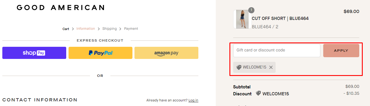 How do I use my Good American discount code?