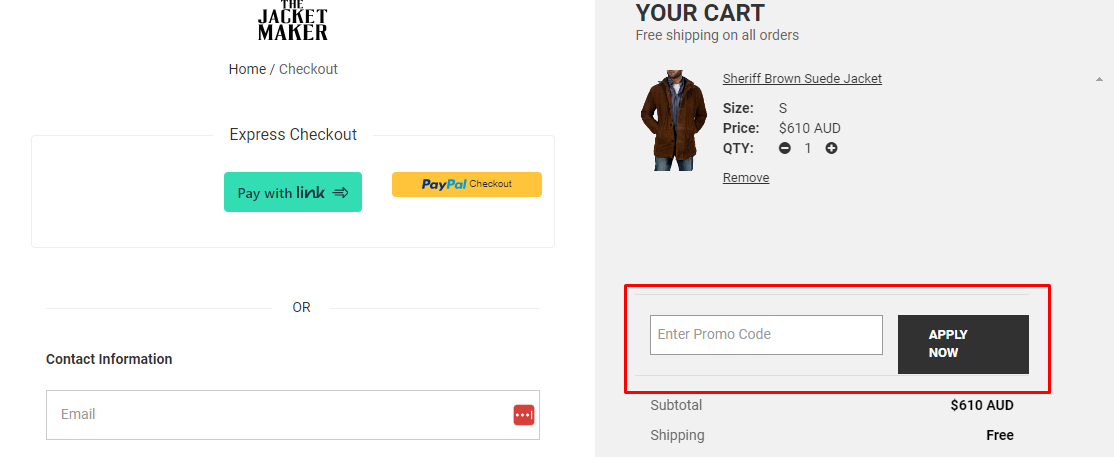 How do I use my The Jacket Maker promo code?