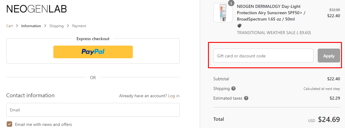 How do I use my Neogen Lab discount code?