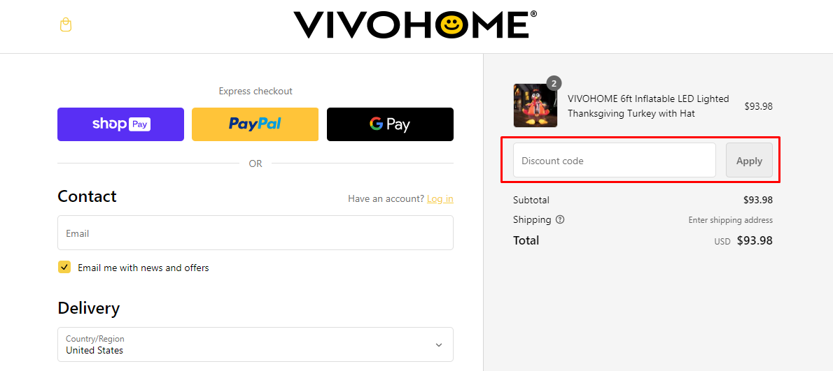 How do I use my Vivohome discount code?