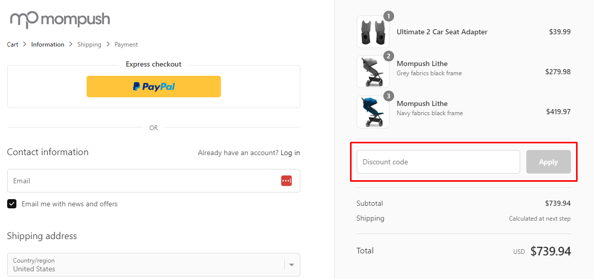 How do I use my mompush discount code?