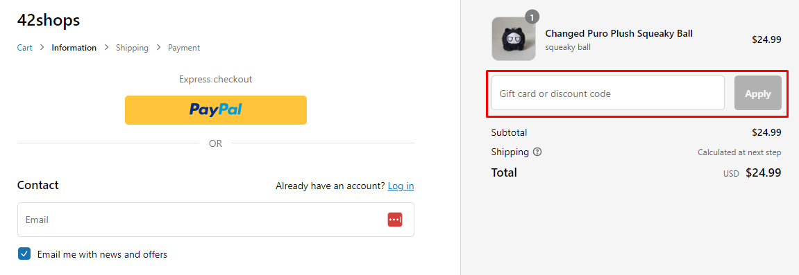 How do I use my 42Shops discount code?