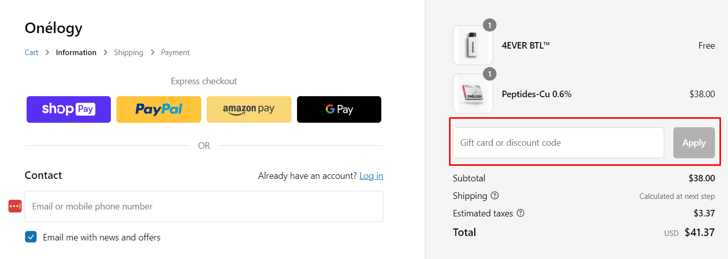 How do I use my Onelogy discount code?