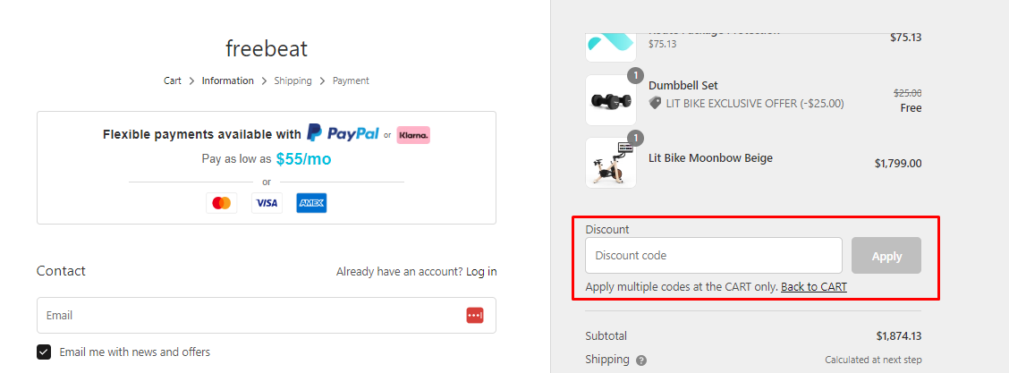 2) How do I use my Freebeat discount code?