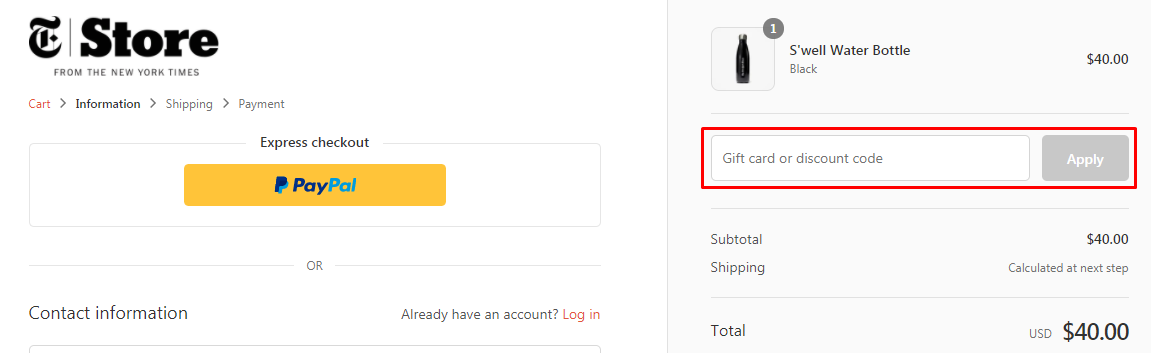 How do I use my The New York Times Store discount code?