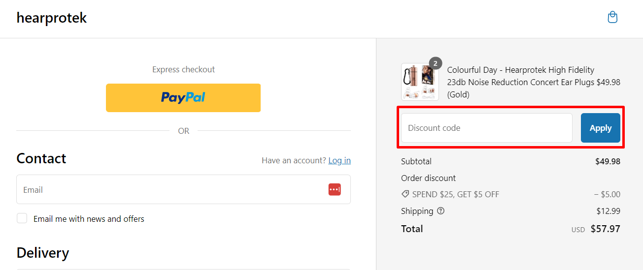 How do I use my Hearprotek discount code?