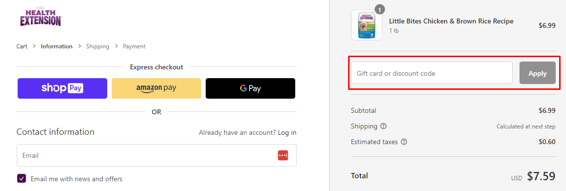 How do I use my Health Extension discount code?