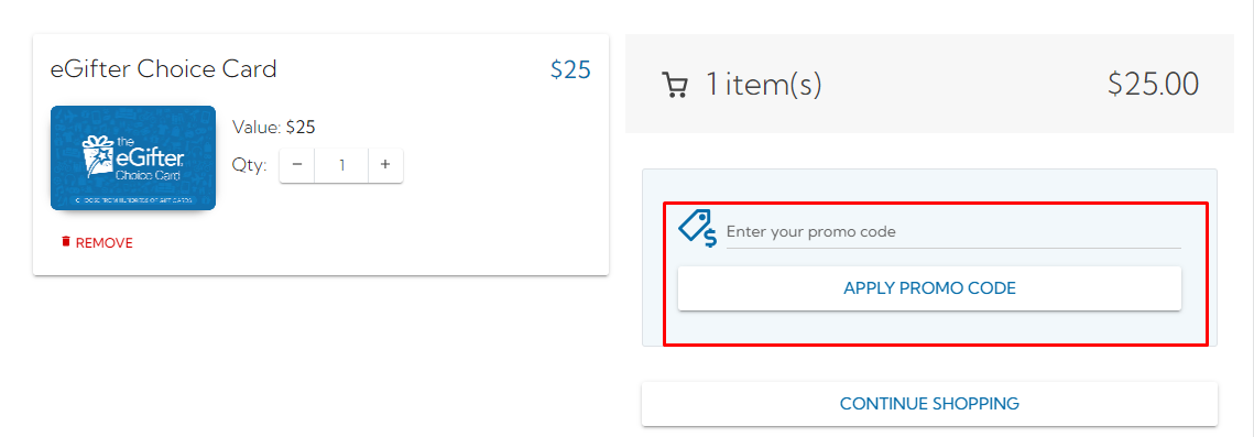 How do I use my eGifter promo code?