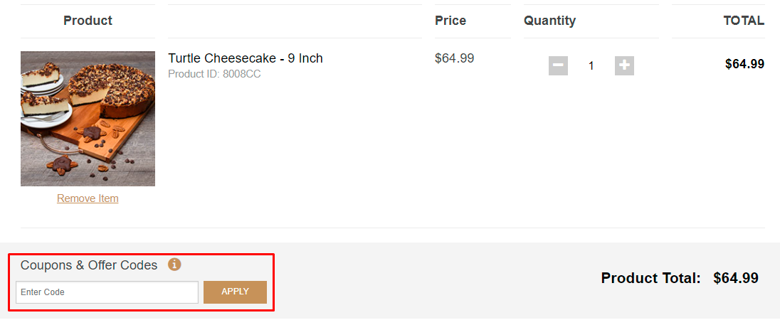 How do I use my Cheesecake coupon code?