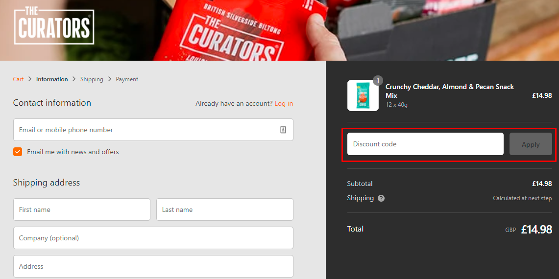 How do I use my The Curators discount code?