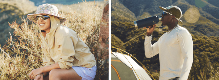 The North Face camping gear worn by The North Face customers exploring the outdoors during camping trips