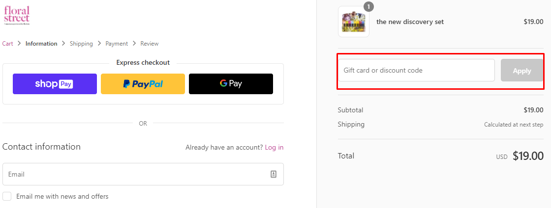 How do I use my Floral Street discount code?