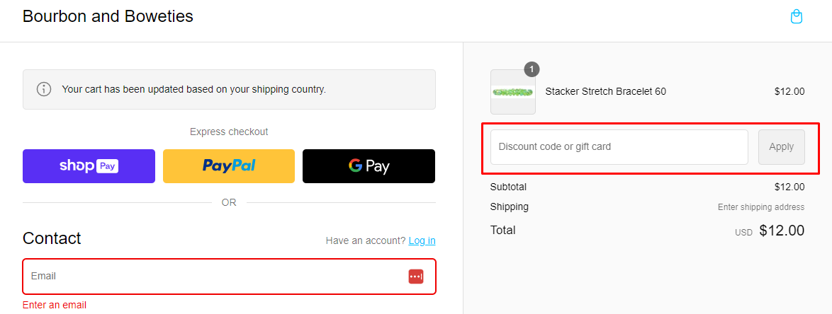 How do I use my Bourbon and Boweties discount code?
