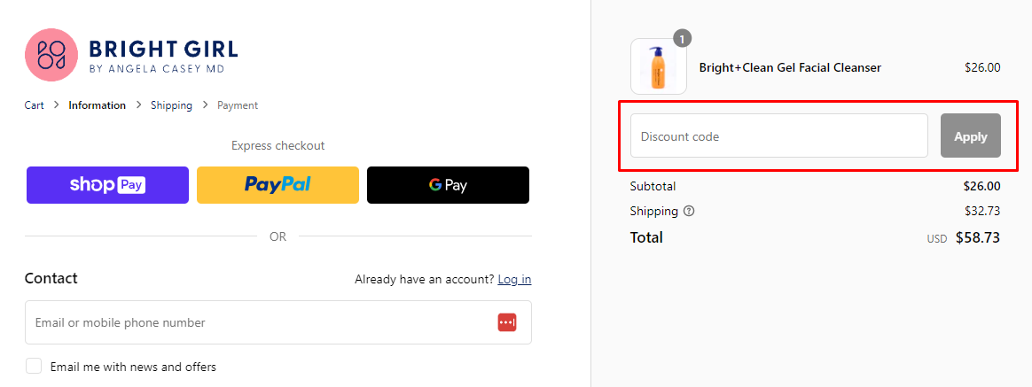 How do I use my Bright Girl discount code?