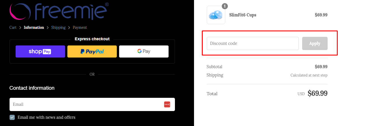 How do I use my Freemie discount code?