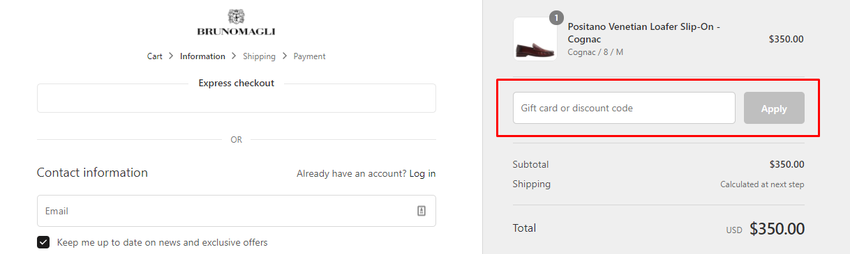How do I use my Bruno Magli discount code?