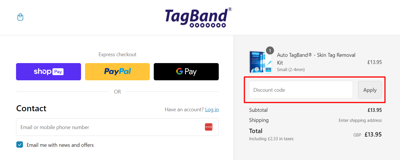 How do I use my TagBand discount code?