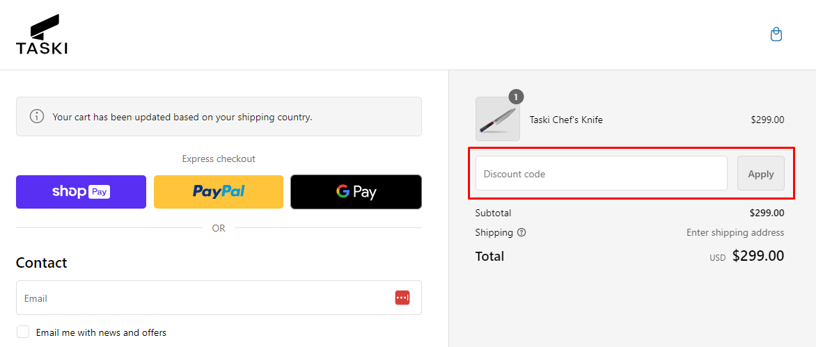 How do I use my Taski discount code?