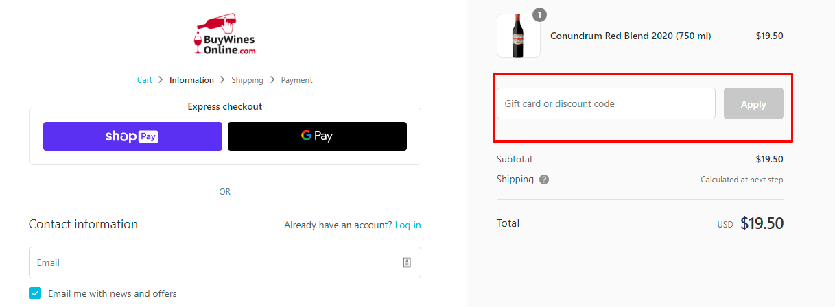 How do I use my BuyWinesOnline discount code?