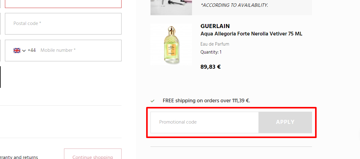 How do I use my Sabina promotional code?