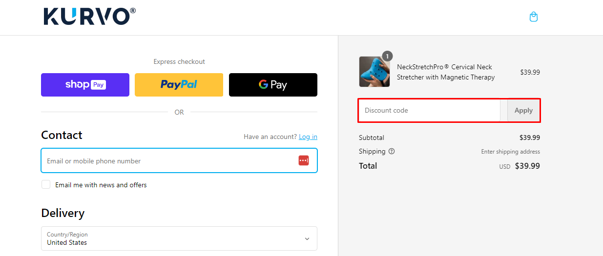 How do I use my KURVO discount code?