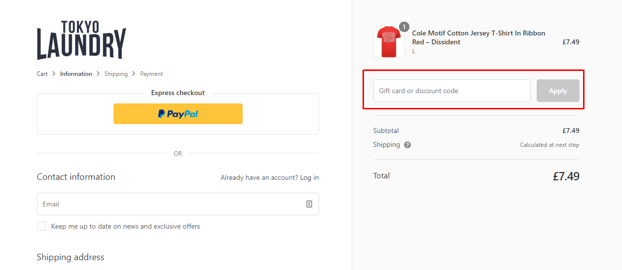 How do I use my Tokyo Laundry discount code?