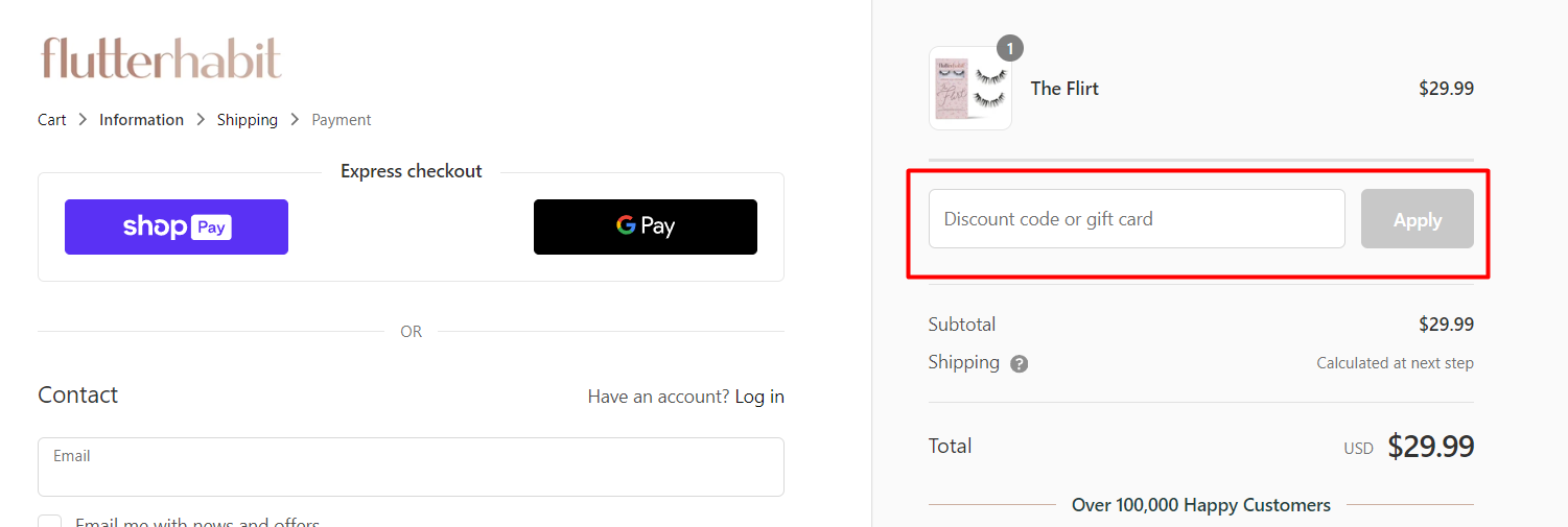 How do I use my FlutterHabit discount code?