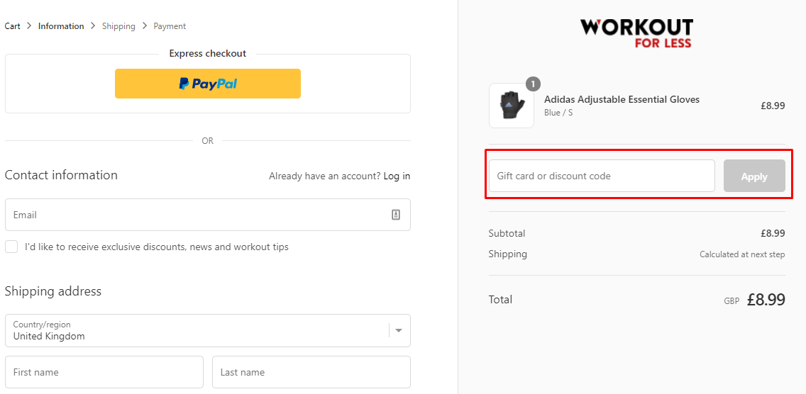 How do I use my Workout For Less discount code?