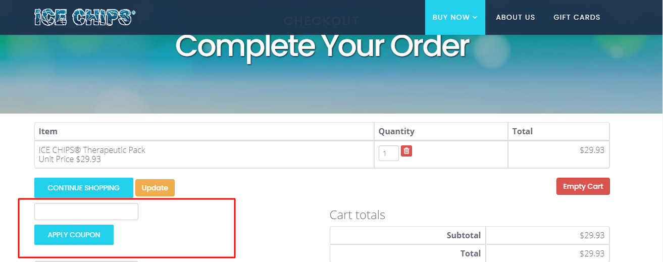 How do I use my ICE CHIPS coupon code?