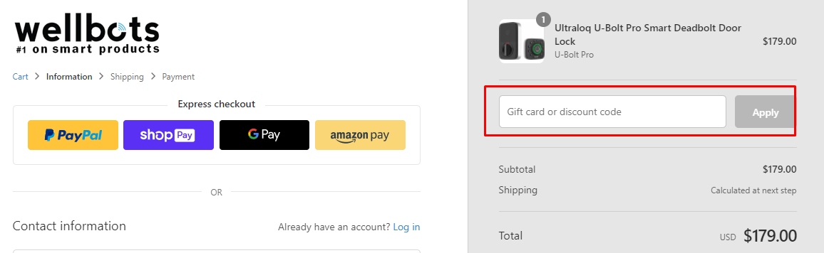 How do I use my Wellbots discount code?