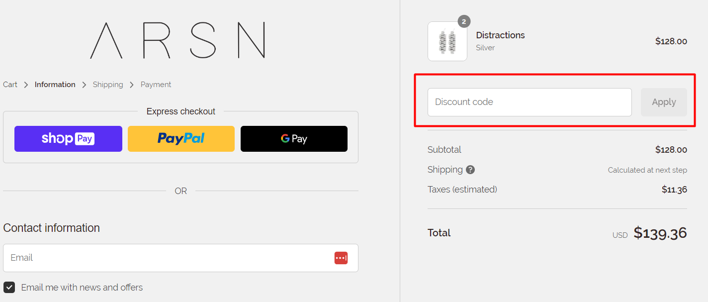 How do I use my ARSN The Label discount code?