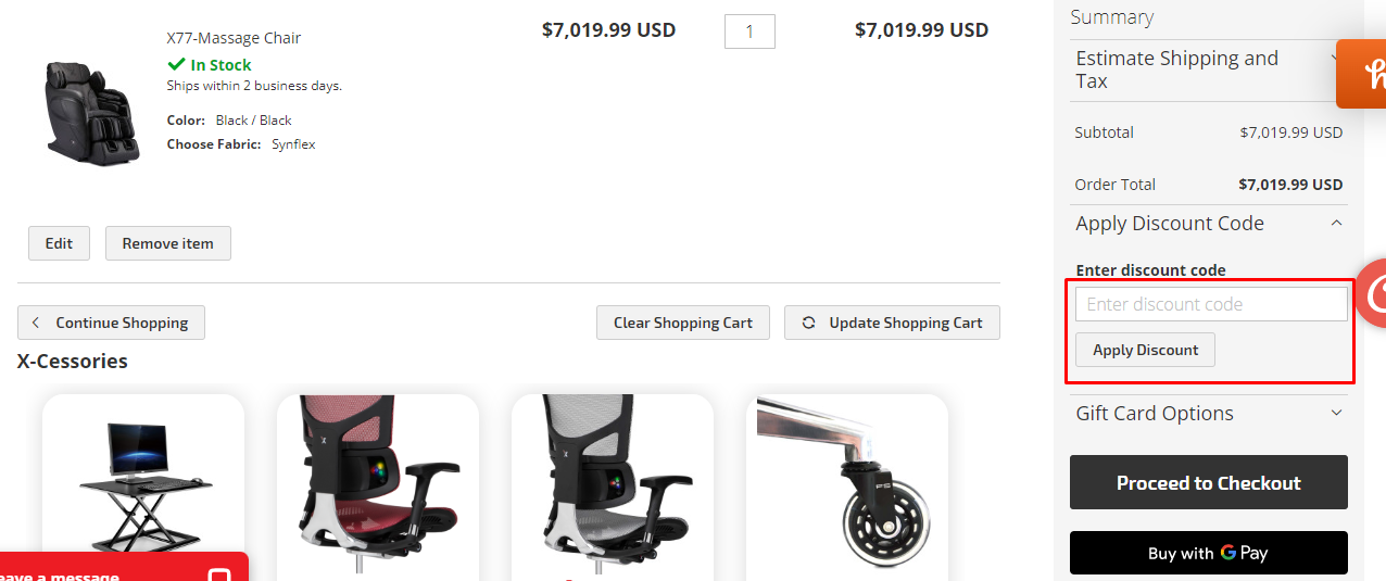 How do I use my X-Chair discount code?
