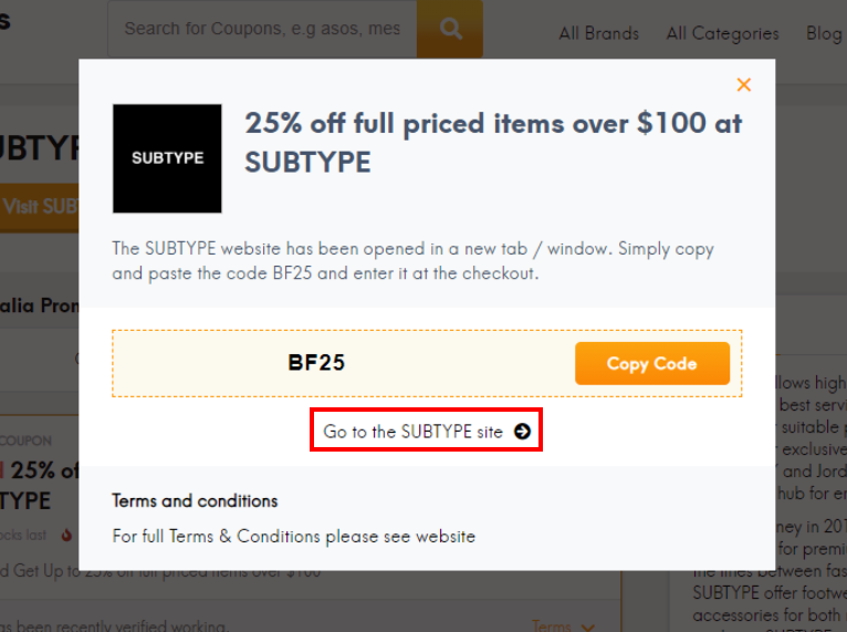 go to SUBTYPE site