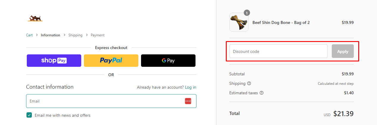 How do I use my Bully Sticks Central discount code?