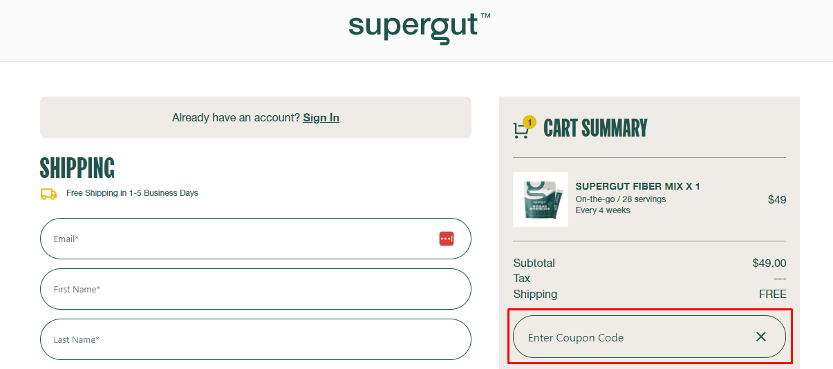 How do I use my Supergut coupon code?