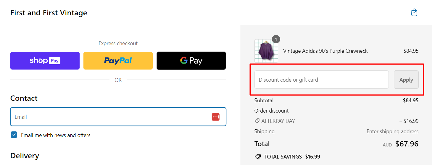 First and First Vintage Discount Code April 2024