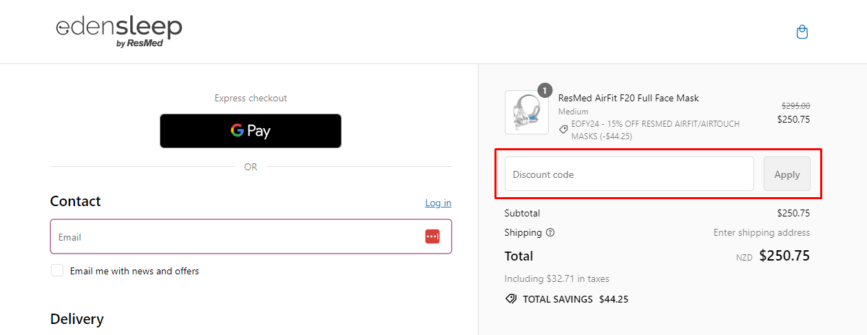 How do I use my EdenSleep discount code?