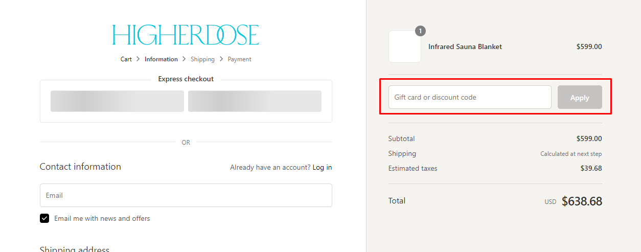 How do I use my HigherDOSE discount code?