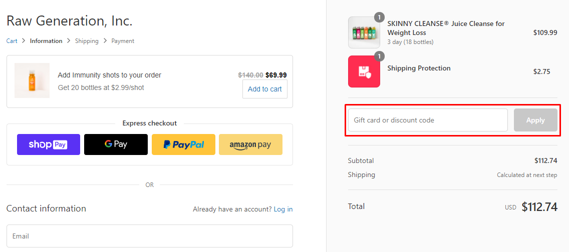 How do I use my Raw Generation discount code?
