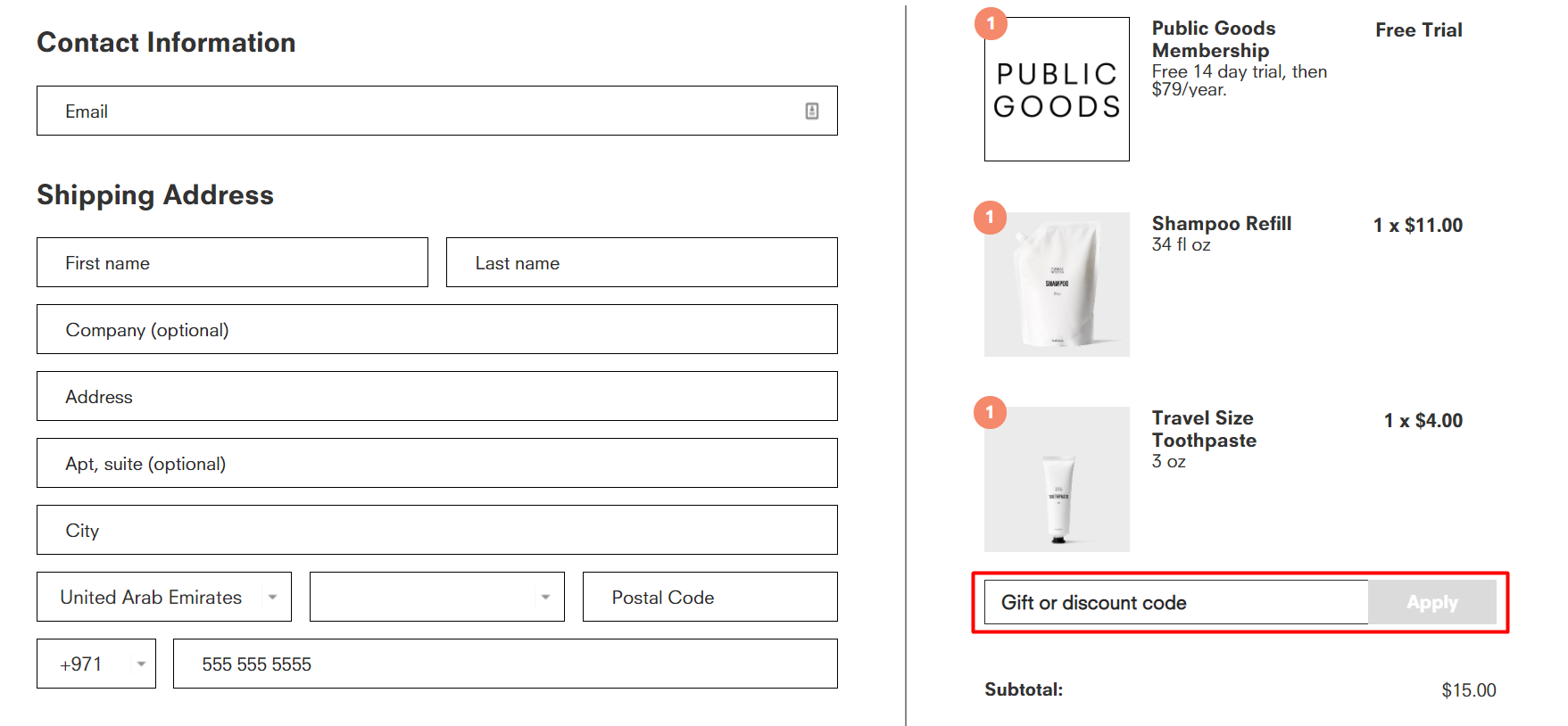How do I use my Public Goods discount code?