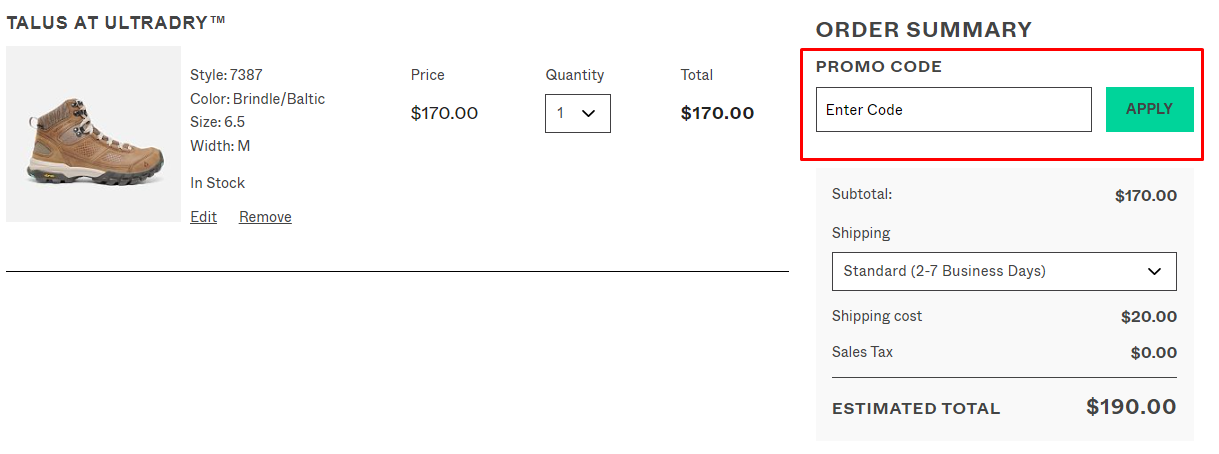 How do I use my Vasque promo code?