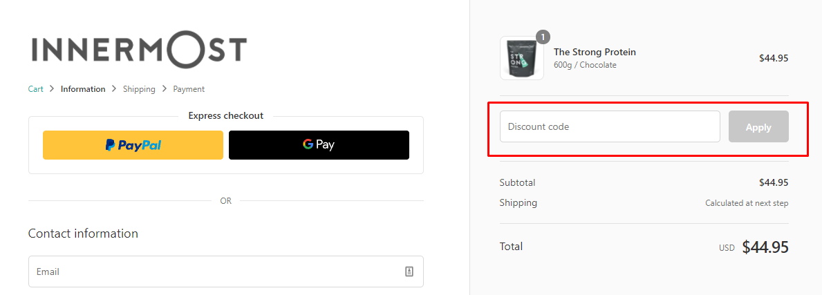 How do I use my Innermost discount code?