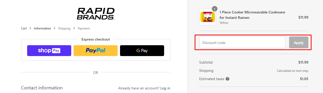 How do I use my RAPID BRANDS discount code?