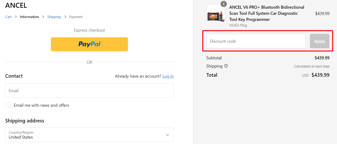 How do I use my ANCEL discount code?