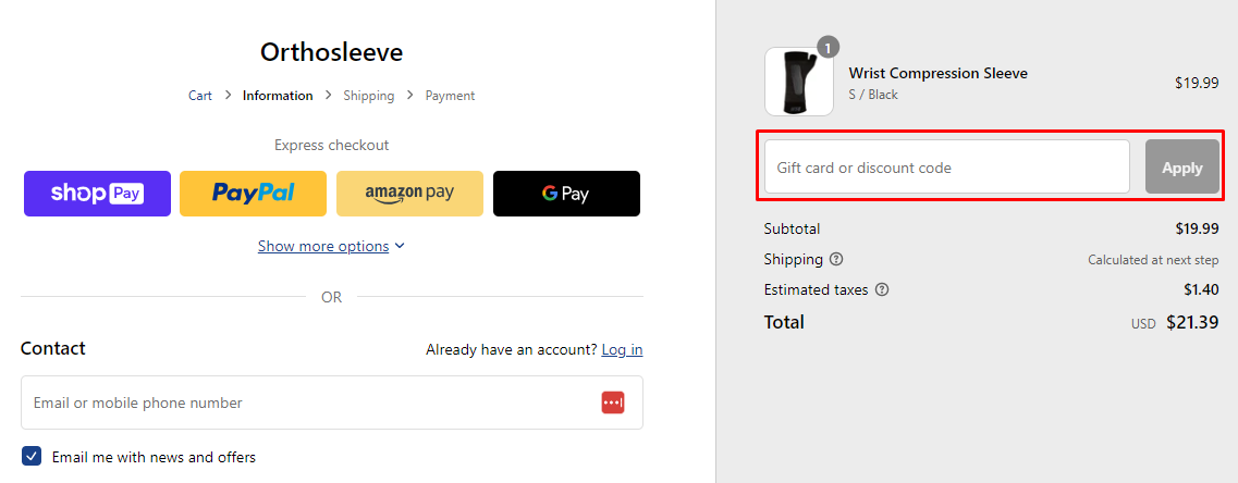 How do I use my Orthosleeve discount code?