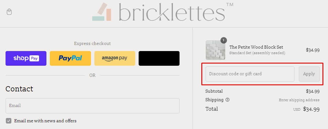 How do I use my Bricklettes discount code?