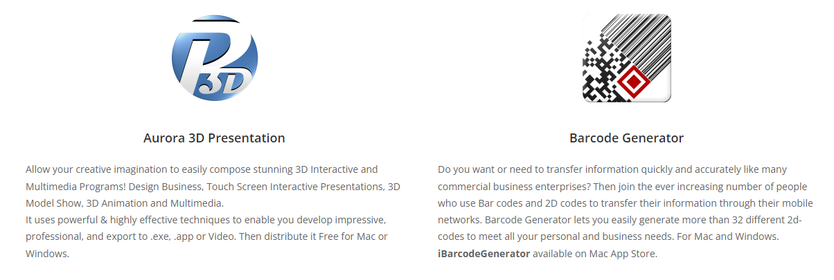 Aurora 3D Software products