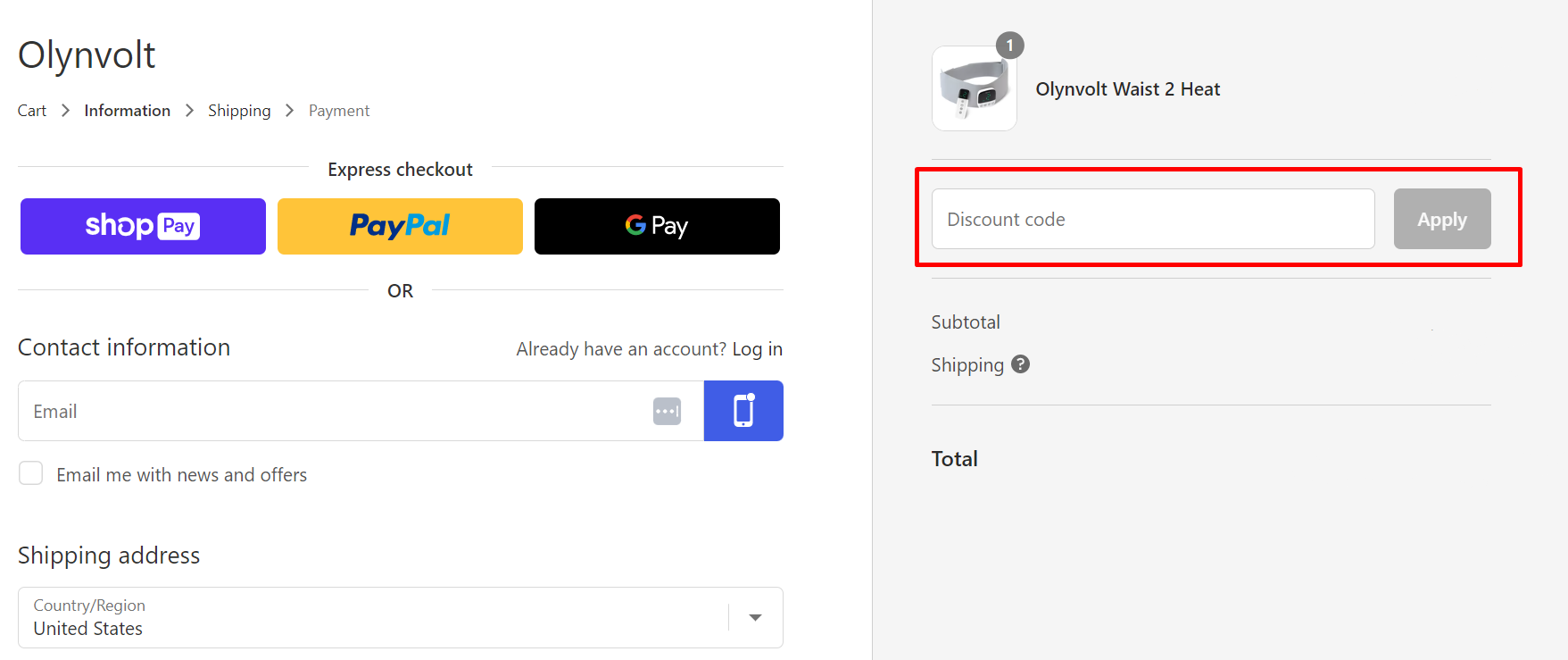 How do I use my Olynvolt discount code?