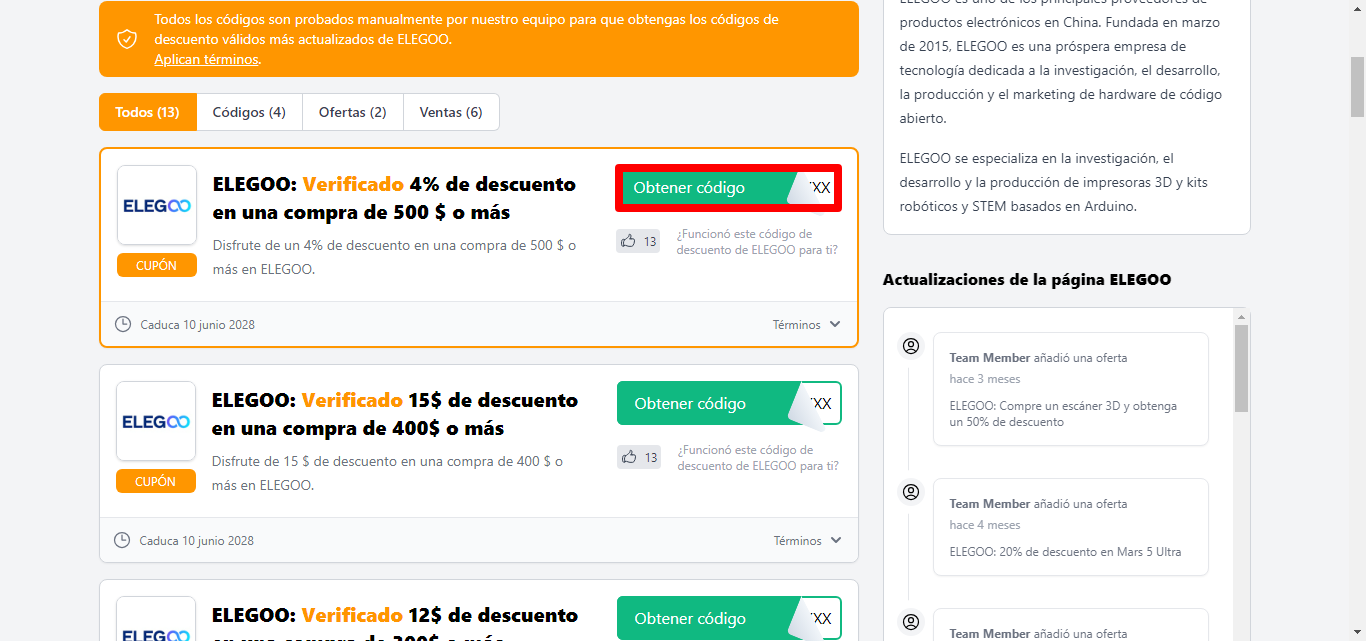 cuadro rojo para obtener código