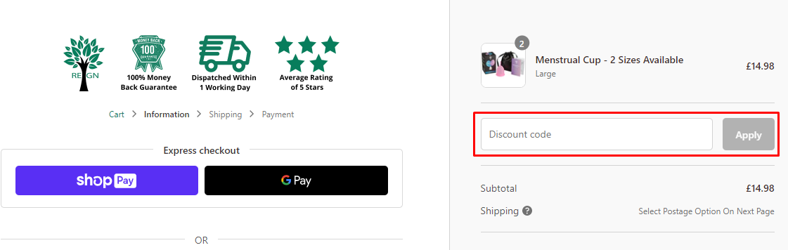 How do I use my REGN discount code?